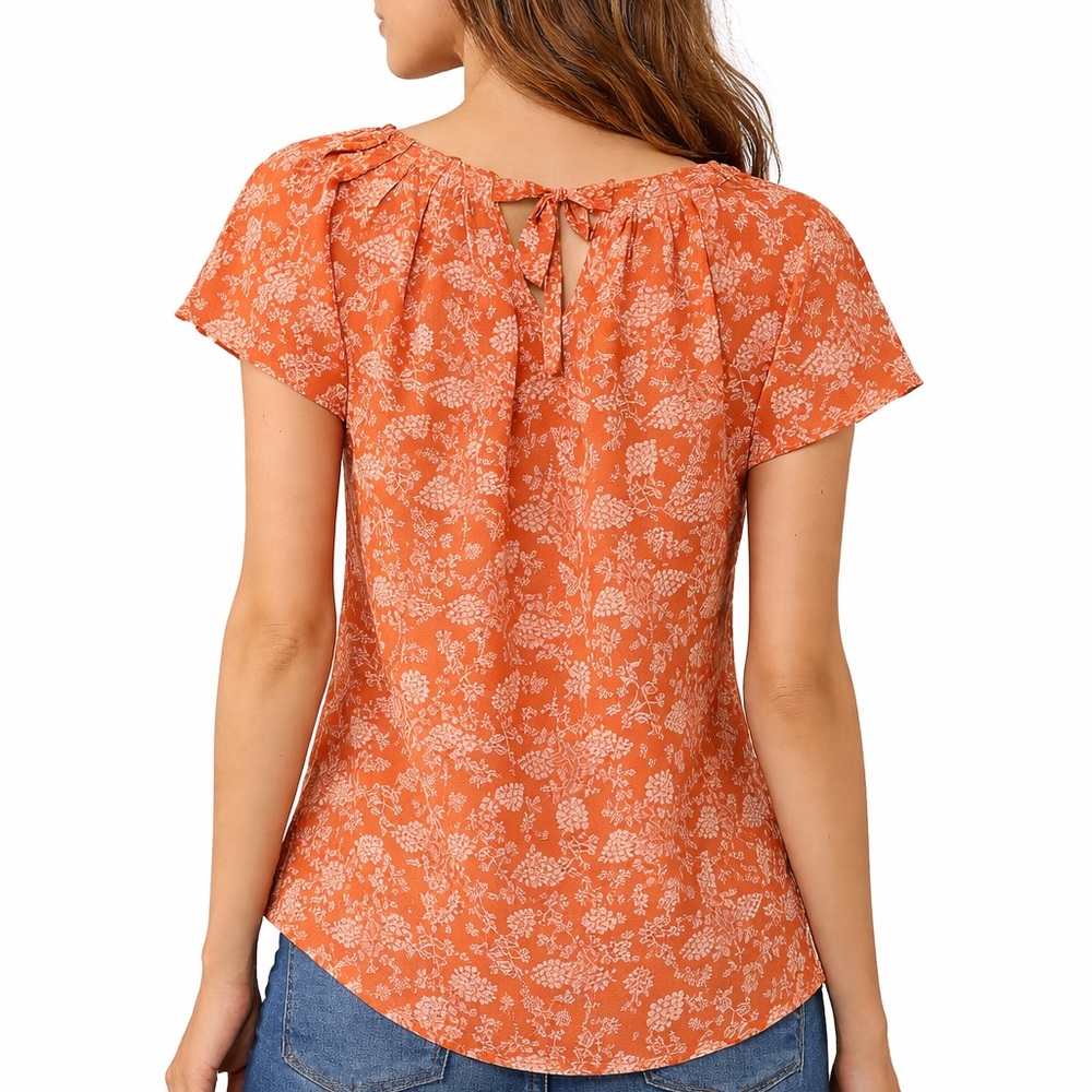 LC Lauren Conrad terracotta Floral Blouse